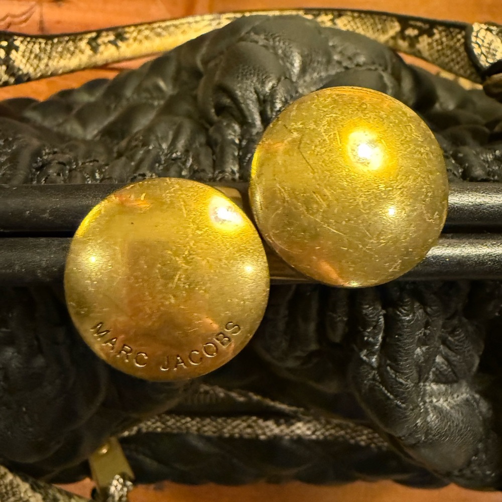 Marc Jacobs Black Leather Quilted Large Stam bag w/ Snakeskin MSRP$1,495 dustbag - Picture 6 of 13